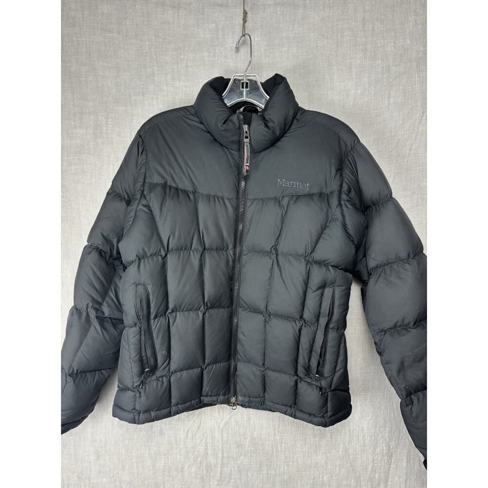 Marmot 650 Fill Goose Down Puffer Jacket Womens Medium Black Quilted Outdoor